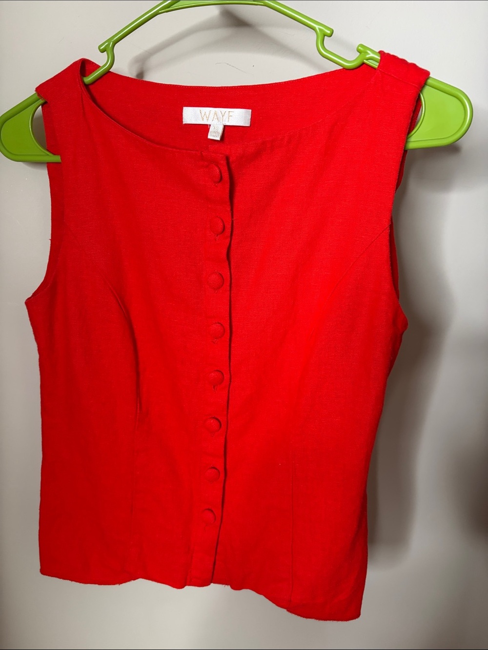 Wayf Vibrant Red Button-Front Sleeveless Top